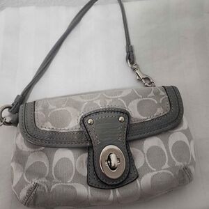 Coach Gray Signature Wristlet